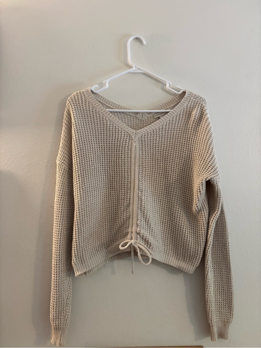 Sincerely Jules Cream Textured Waffle Knit Pullover